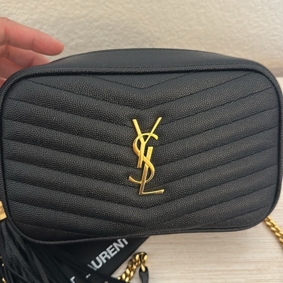 Saint Laurent Grain De Poudre Matelasse Monogram Mini Lou Camera Bag Black - Picture 3 of 16